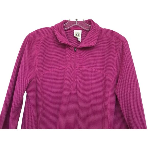 Fuda 1/4 Zip Pullover Womens Size Large L Pink Fleece Long Sleeve Waffle - Picture 3 of 8
